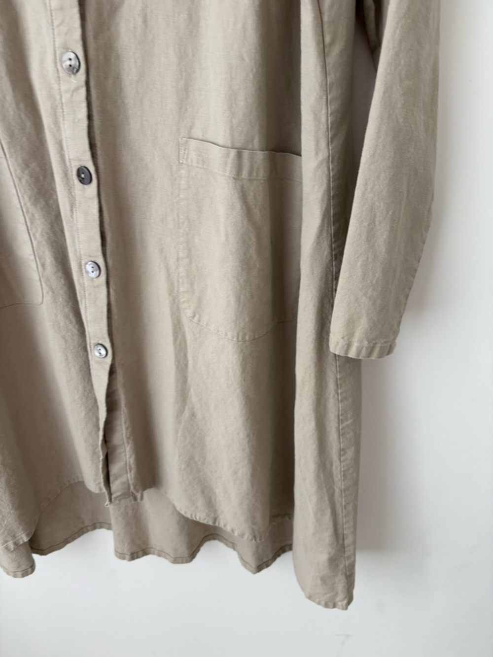 Blue Sky Clothing Linen Blend Shirt Dress Tunic Lagenlook Beige Oversized XL - Picture 8 of 11